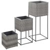 vidaXL Garden Raised Beds 3 pcs Poly Rattan Grey
