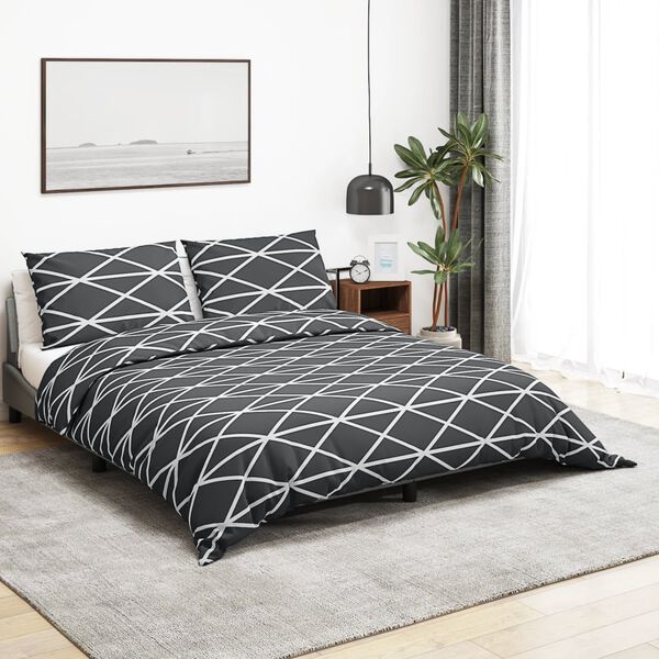 vidaXL Duvet Cover Set Grey 225x220 cm Cotton