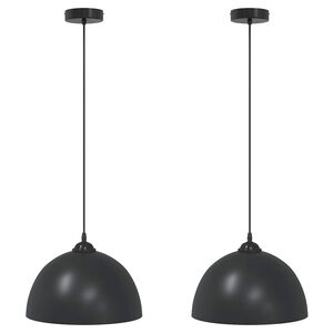vidaXL Pendant Lamps 2 pcs Height Adjustable E27 Black &Oslash; 30 cm Metal