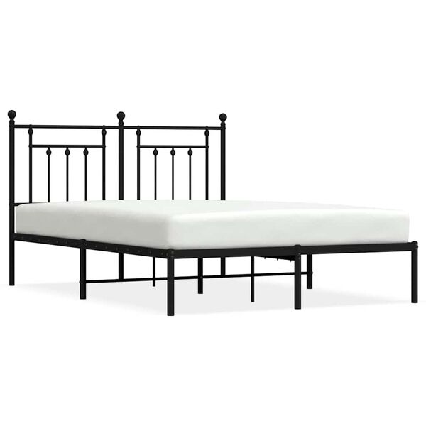 vidaXL Metal Bed Frame without Mattress with Headboard Black 140x200cm