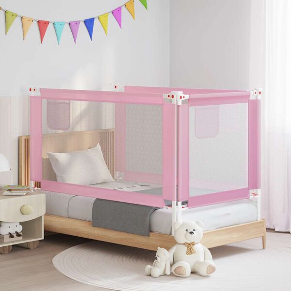 vidaXL Toddler Safety Bed Rail Pink 150x25 cm Fabric
