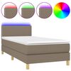 vidaXL Box Spring Bed with Mattress&LED Taupe 90x200cm Fabric