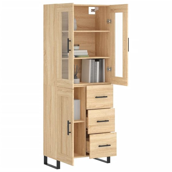 vidaXL Highboard Sonoma Oak 69.5x34x180 cm Engineered Wood