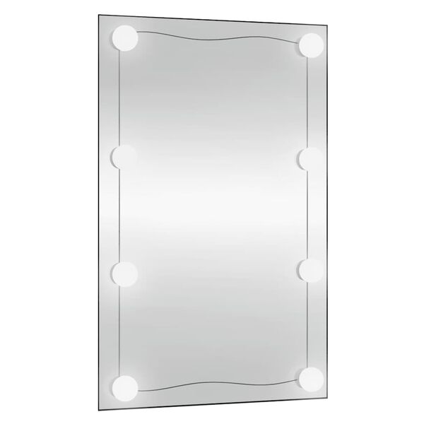 vidaXL Wall Mirror with LED Lights 50x80 cm Glass Rectangle