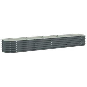 vidaXL Garden Raised Bed 400x80x44 cm Galvanised Steel Grey