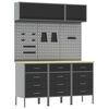 vidaXL Work Cabinet Set with Drawer with Storage Manual 8 pcs Black