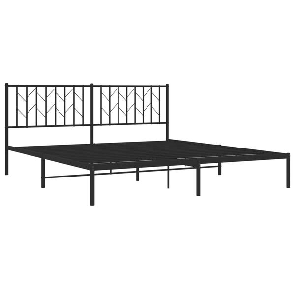 vidaXL Metal Bed Frame without Mattress with Headboard Black 180x200cm