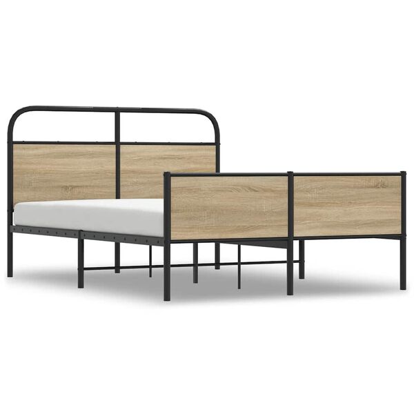 vidaXL Bed Frame without Mattress 140x200 cm Sonoma Oak Engineered Wood
