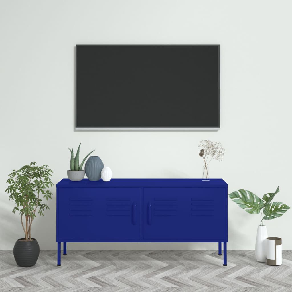 vidaXL TV Cabinet Navy Blue 105x35x50 cm Steel vidaXL