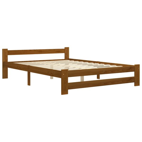 vidaXL Bed Frame without Mattress Honey Brown Solid Wood 160x200 cm (322009+2x321987)