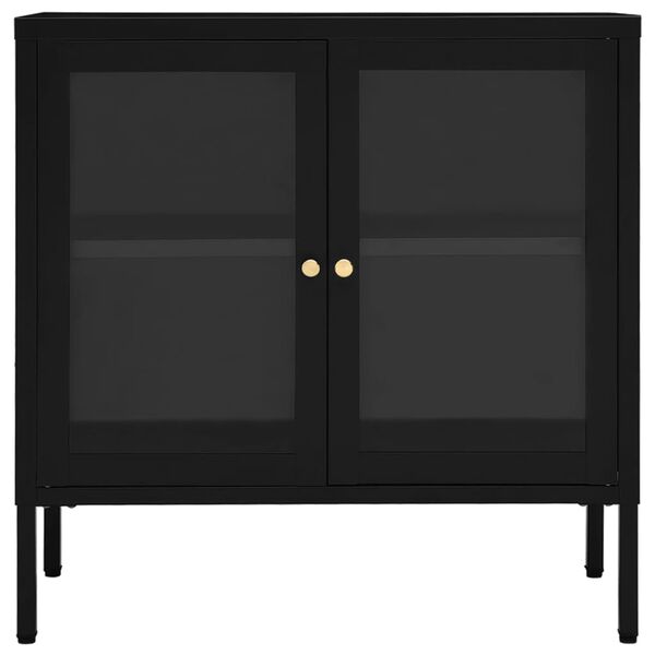 vidaXL Sideboard Black 70x35x70 cm Steel and Glass