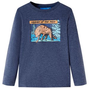 vidaXL Kids' T-shirt with Long Sleeves Dark Blue Melange 128