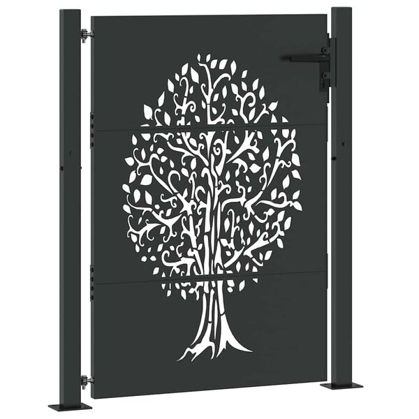 vidaXL Garden Gate with Lock Black 85 x 130 cm Powder-coated steel