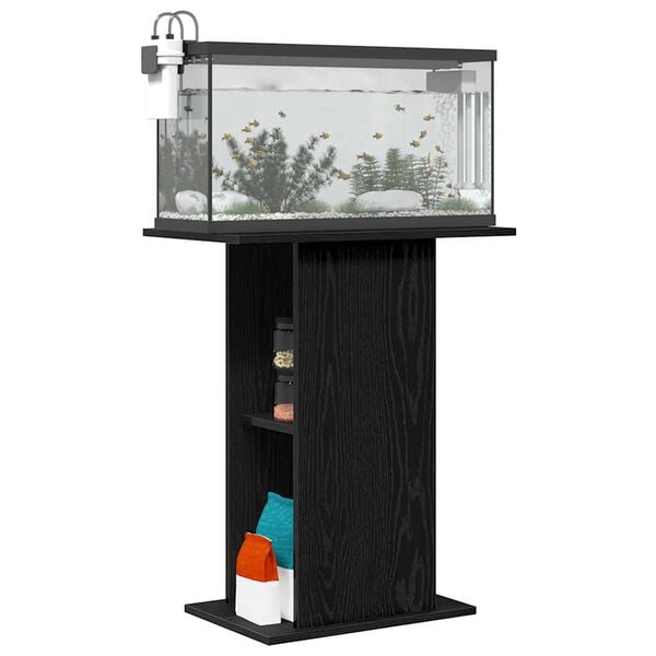vidaXL Aquarium Stand Black Oak 60.5x36x72.5 cm Engineered Wood