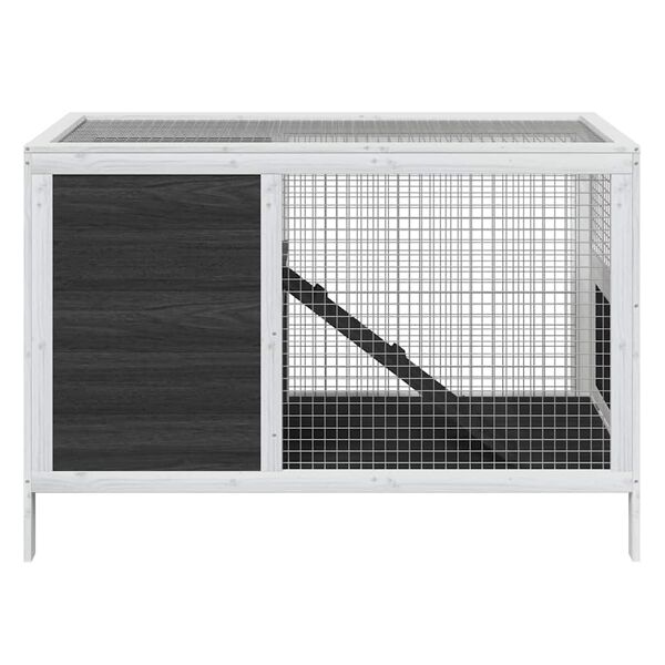 vidaXL Rabbit Hutch Grey 103x44x69.5 cm Solid Wood Pine