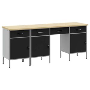vidaXL Work Cabinet with Drawer 4 pcs Black Engineered Wood and Steel
