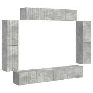 vidaXL TV Cabinet 8 pcs Concrete Grey