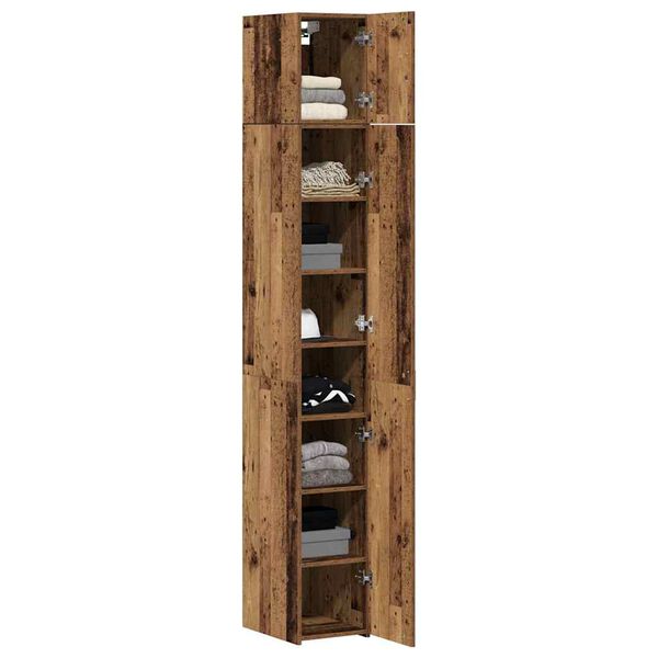 vidaXL Storage Cabinet 3 pcs Old Wood 30 x 42.5 x 225 cm