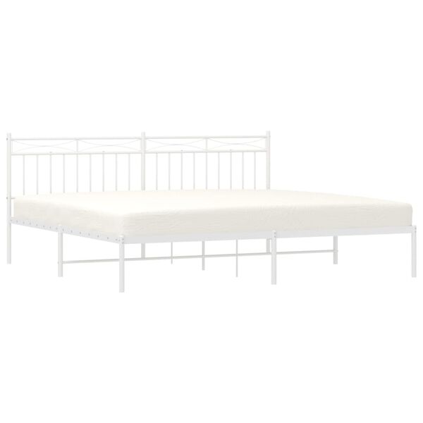vidaXL Metal Bed Frame without Mattress with Headboard White 200x200cm