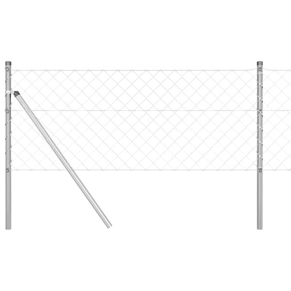 vidaXL Chain Link Fence with Posts Silver 0.8 x 10 m Steel