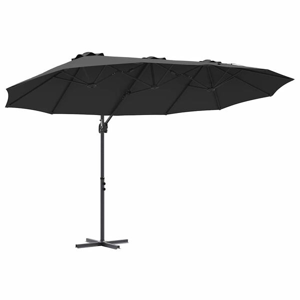 vidaXL Garden Cantilever Parasol Black 372 x 198 x 243 cm