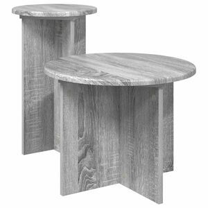 vidaXL Side Table Set with Storage 2 pcs Grey Sonoma Engineered Wood