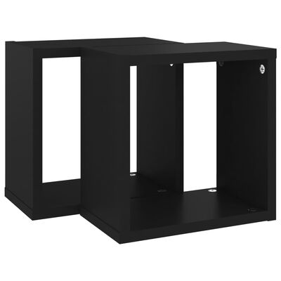 vidaXL Wall Cube Shelves 2 pcs Black 26x15x26 cm