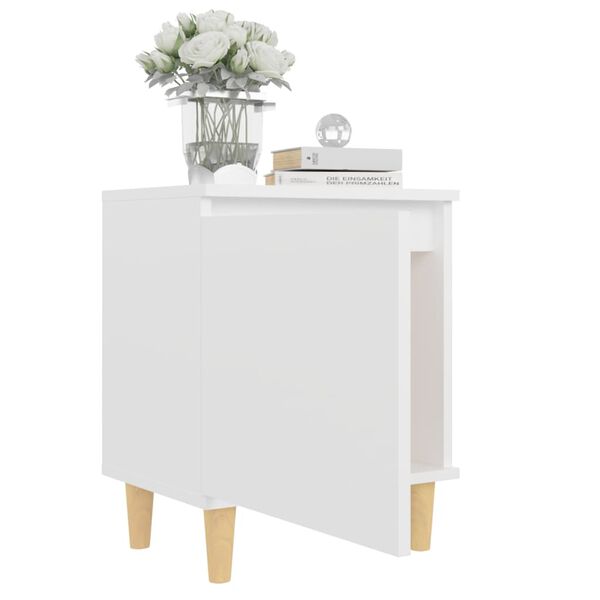 vidaXL Bed Cabinets with Solid Wood Legs 2 pcs White 40x30x50 cm