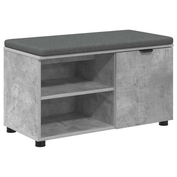 vidaXL Hall Bench with Cushion with Door Concrete Grey 80 x 38 x 46 cm