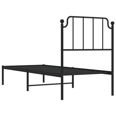vidaXL Metal Bed Frame with Headboard Black 75x190 cm Small Single