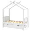 vidaXL Kids Bed Frame with a Drawer White Solid Pine Wood 70x140 cm
