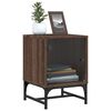 vidaXL Bedside Cabinet with Glass Door Brown Oak 35x37x50 cm