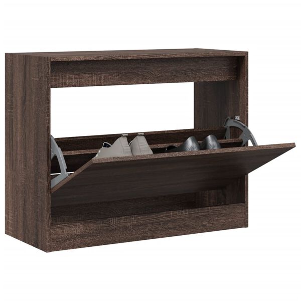 vidaXL Shoe Cabinet Brown Oak 80x34x63 cm Engineered Wood