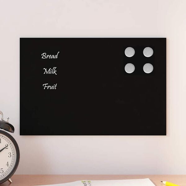vidaXL Wall-mounted Magnetic Board Black 30x20 cm Tempered Glass