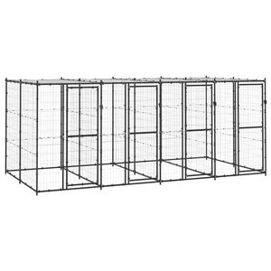 vidaXL Outdoor Dog Kennel Steel with Roof 9.68 m&sup2;