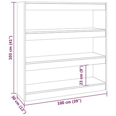 vidaXL Book Cabinet/Room Divider Black 100x30x103 cm