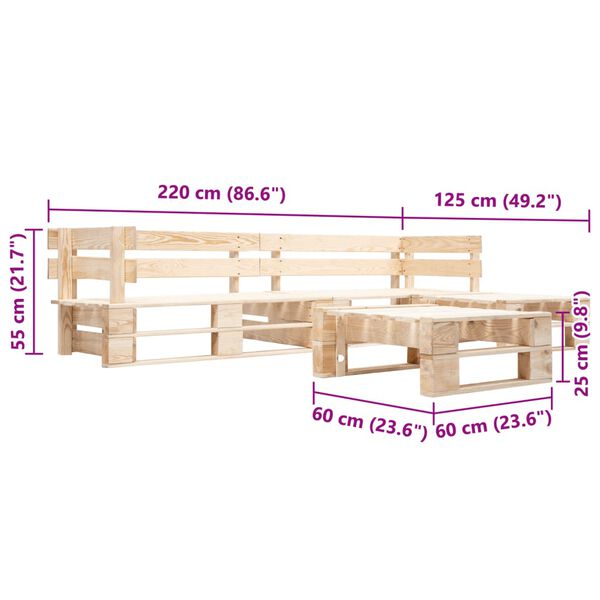vidaXL 4 Piece Garden Pallet Lounge Set Natural Wood