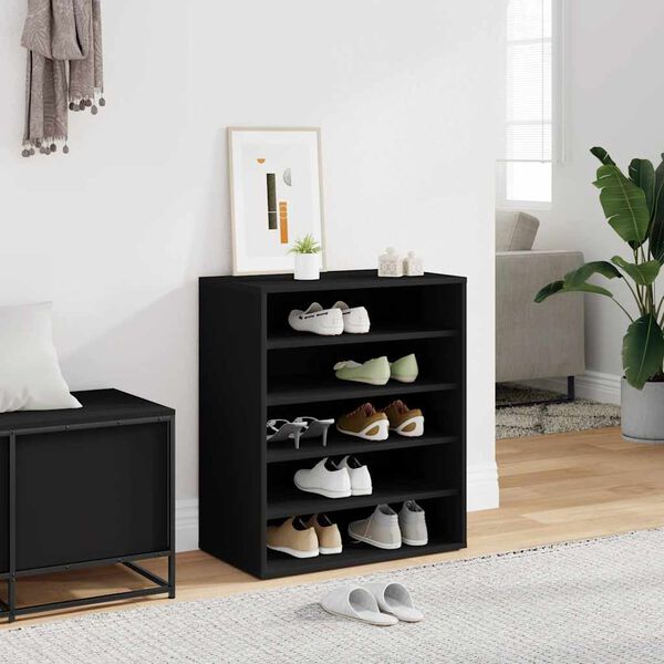 vidaXL Shoe Cabinet Black 60x35x70 cm Engineered Wood