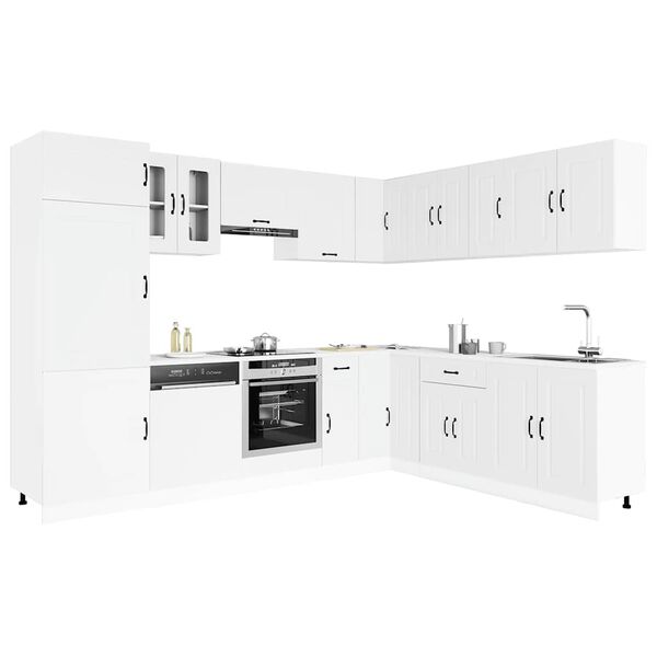 vidaXL 14 Piece Kitchen Cabinet Set Kalmar White Engineered Wood