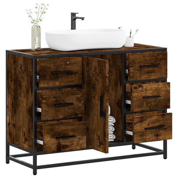 vidaXL Bathroom Sink Cabinet Smoked Oak 80x33x60 cm Engineered Wood