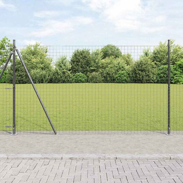 vidaXL Fence Posts Manual 7 pcs Grey Ø32mm 160 cm Galvanised steel