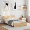 vidaXL Bed Frame with Headboard and LED Sonoma Oak 140x200 cm