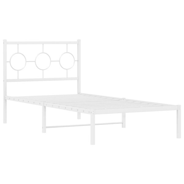 vidaXL Metal Bed Frame without Mattress with Headboard White 90x190cm