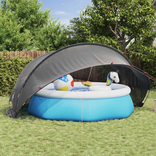 vidaXL Pool Dome Folding Manual Black 472 x 460 x 229 cm