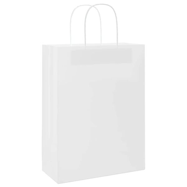 vidaXL Paper Bags 250 pcs with Handles White 26x12x35 cm