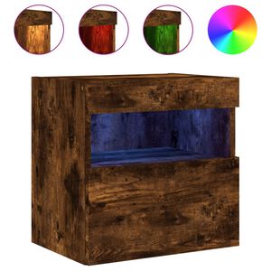 vidaXL TV Wall Cabinet with LED Lights Smoked Oak 40x30x40 cm