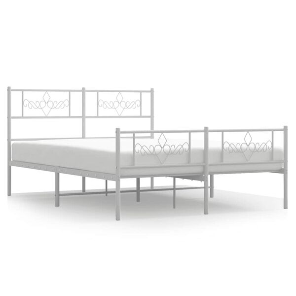 vidaXL Metal Bed Frame without Mattress with Footboard White 140x200cm