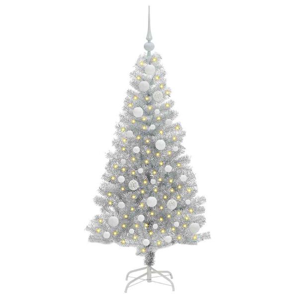 vidaXL Christmas Tree with 150 LEDs with Stand Silver 120 cm PET