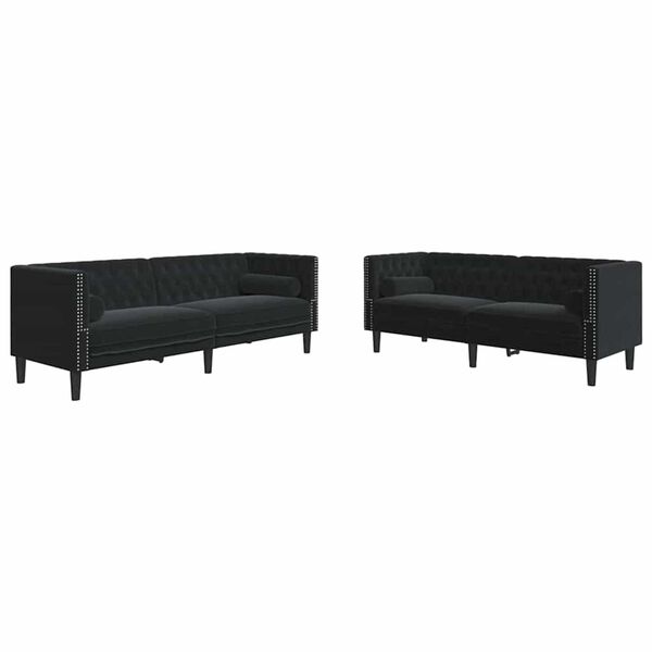 vidaXL Sofa Set Black Velvet