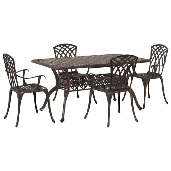 vidaXL Garden Dining Set 5 pcs Bronze Aluminium